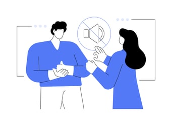 cartoon of an ASL interpreter working with a client