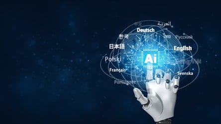 robot hand indicating AI translation