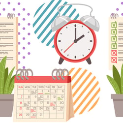 Calendar and clock emphasize translation project timelines